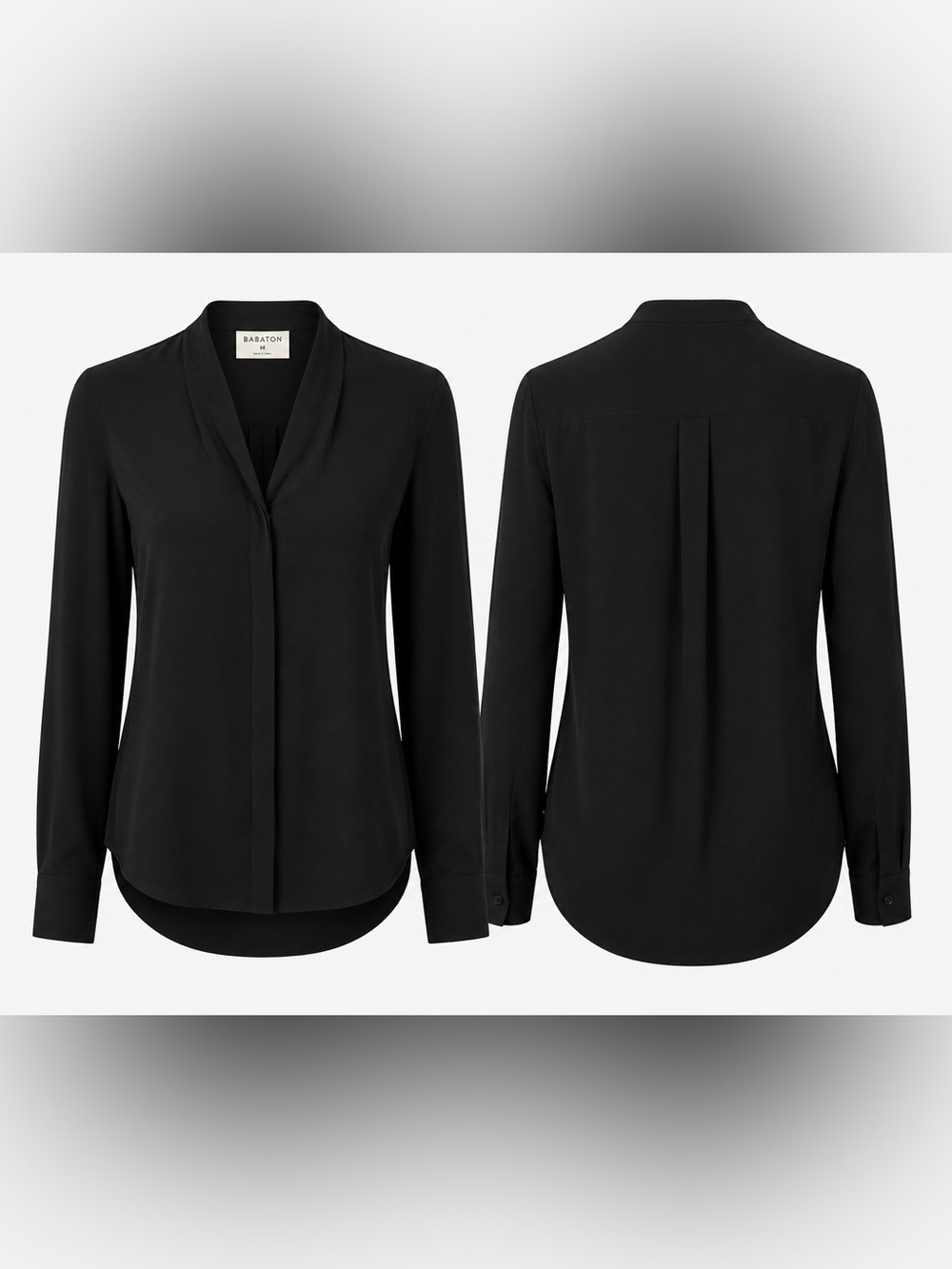 Babaton Black Long Sleeve Button Front Blouse Top Size Medium